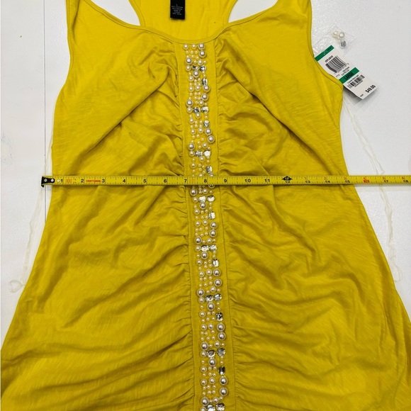 INC International Concepts Sleeveless Yellow Embellished Top size Large - Picture 9 of 9